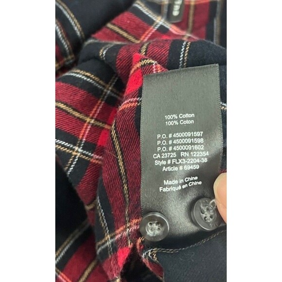 TNA Grunge Gothic Punk Red Black Plaid Button Up Hooded Flannel Shirt Small - Picture 6 of 6